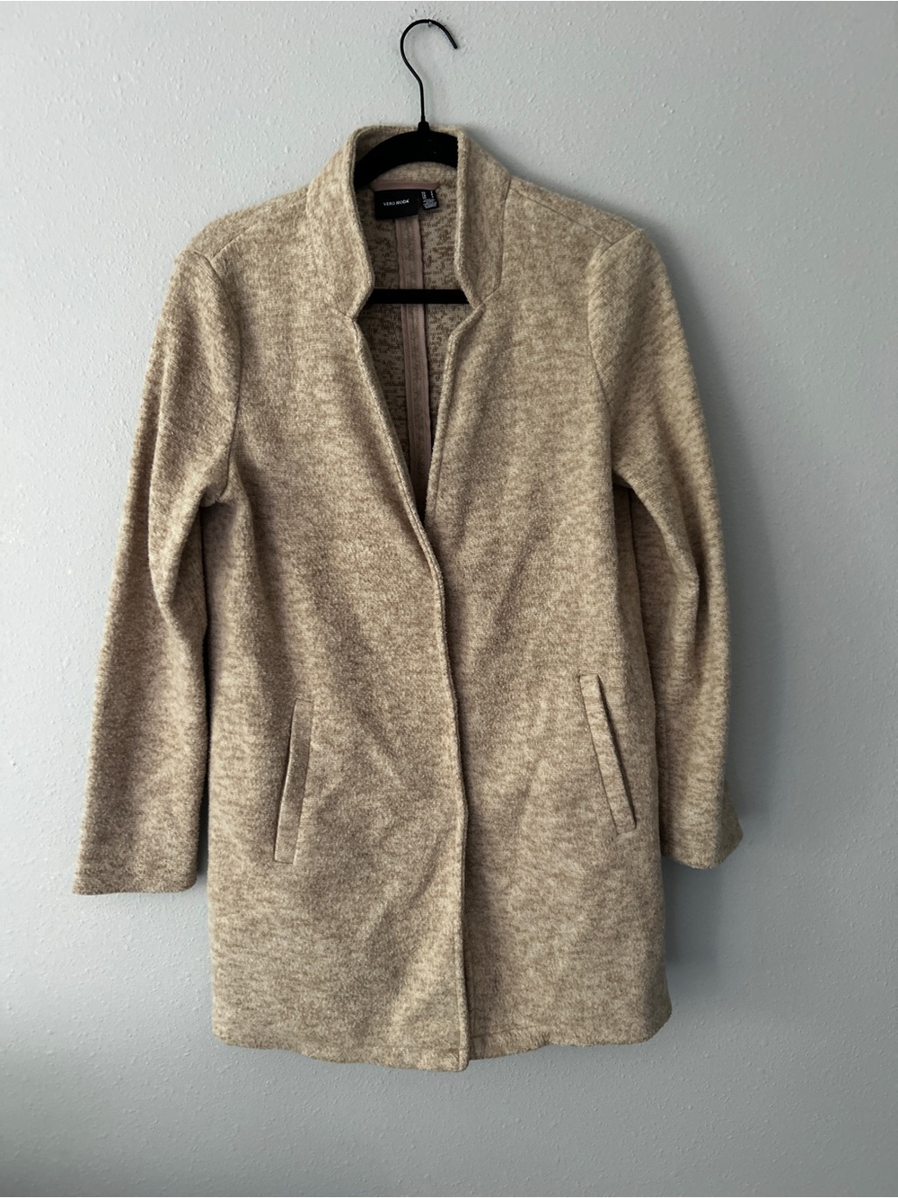 Vero Moda Heather Beige Mock Neck Coat Carson Knit Jacket